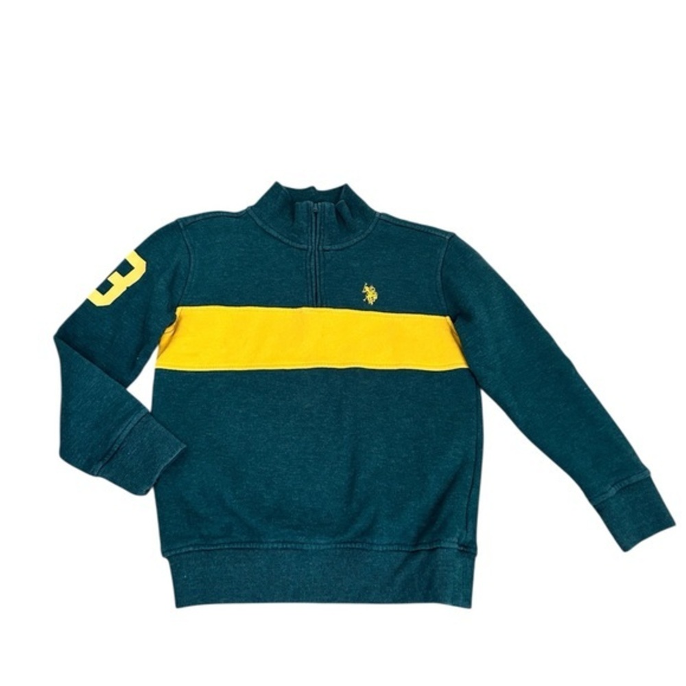 U.S. Polo Assn. Green and yellow Quarter-Zip Sweatshirt